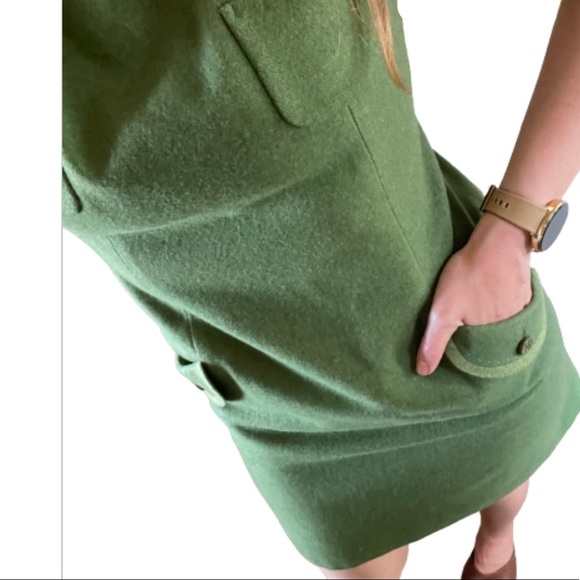 Vintage designer Mod Style Front Pockets jaeyoon jeong wool dress Wool green - Picture 3 of 9